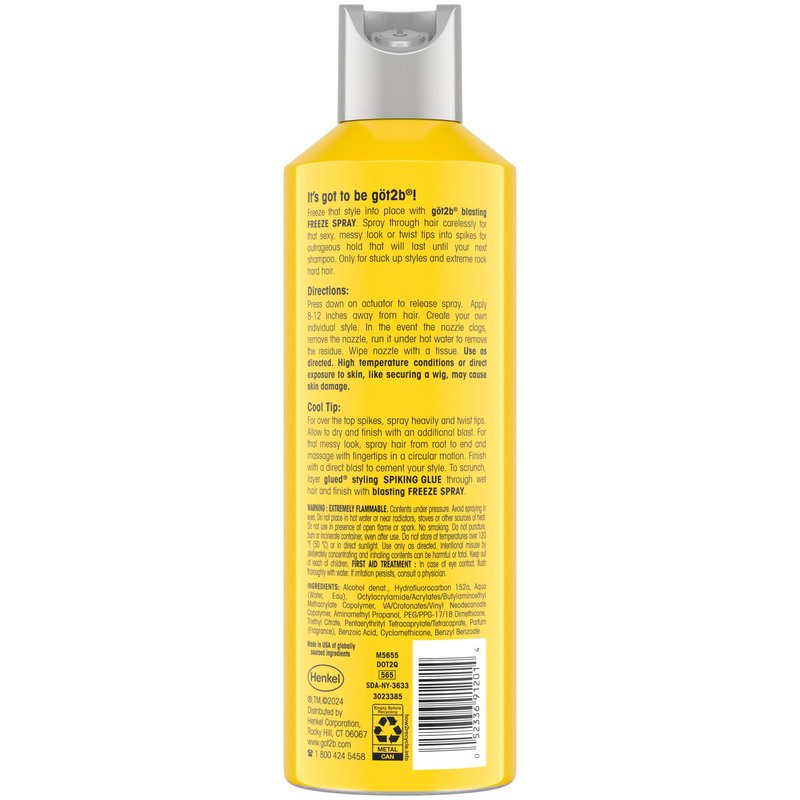 got2b Glued Blasting Freeze Hair Spray, 12 Fl Oz, Pack of 6, Extra Strong Holding Spray for Spikes & Styles, Long-Lasting All-Day Hold, Wind-Tested, Humidity-Resistant, Washes Out Easily