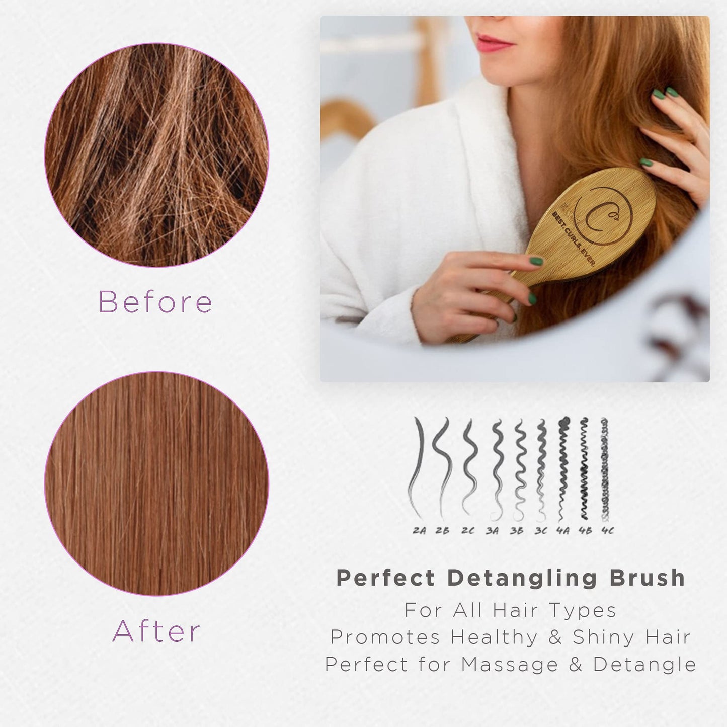 Controlled Chaos Boar + Nylon Bristle Hair Brush–Wooden Bamboo Hair Brush for Women & Men, Detangling Brush for Any Hair Type
