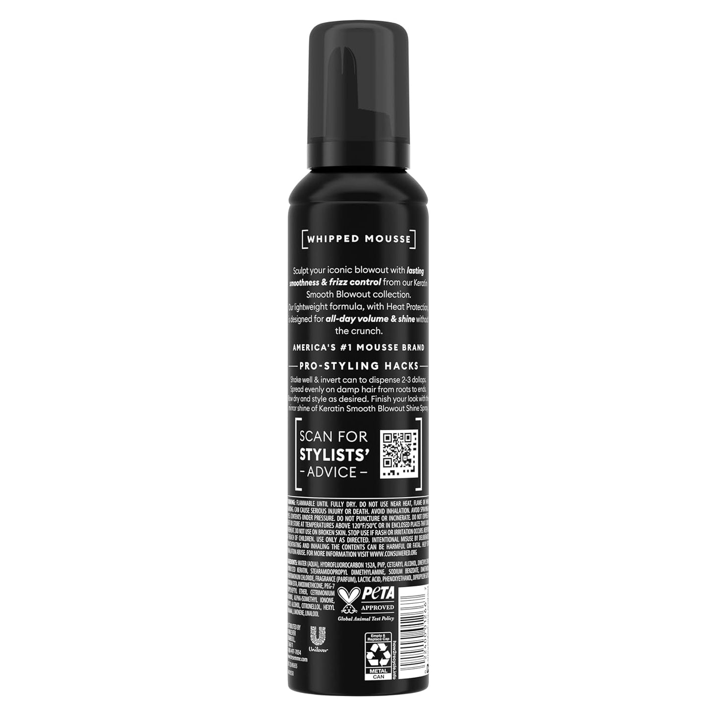 TRESemmé Whipped Shaping Mousse - Keratin Smooth for Instant Hydration | 7 Fl Oz