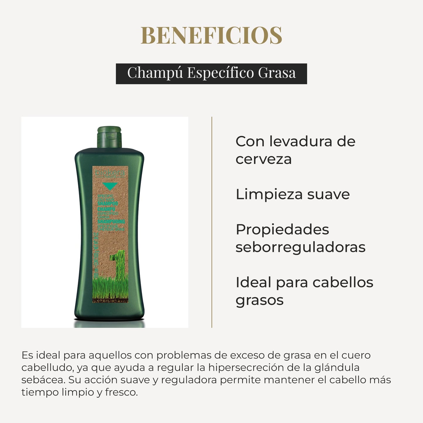 Salerm Cosmetics Biokera Natura Shampoo Specific Grease – 1000 ml