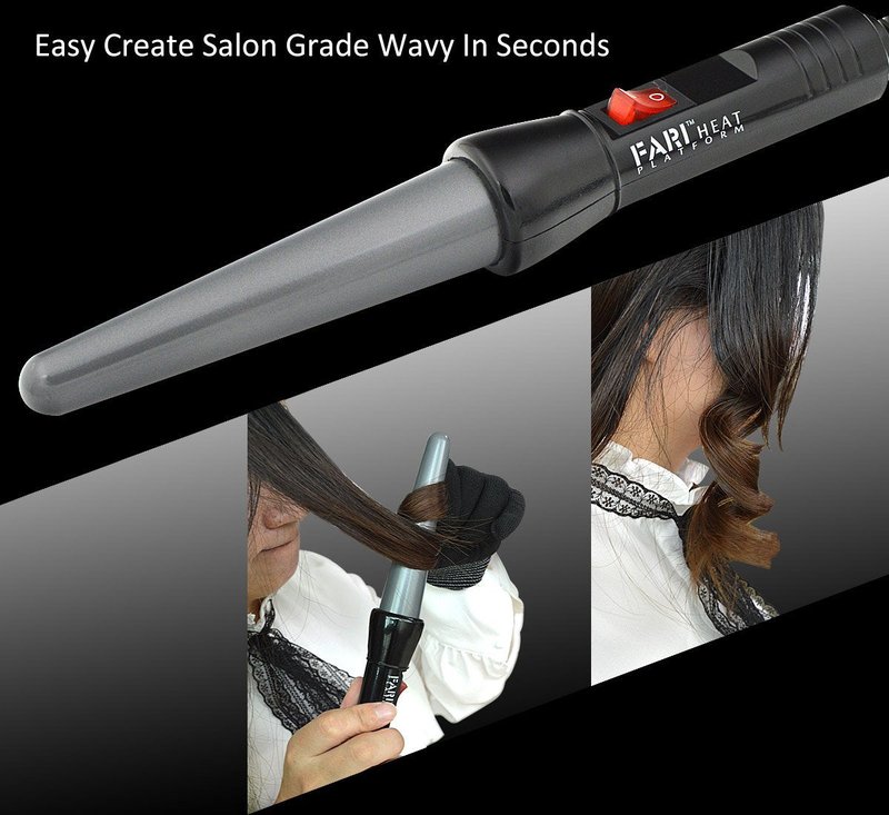 Travel Mini Hair Curling Iron Wand - Ceramic Tourmaline Coating, Dual Voltage | Fast Heating, Black