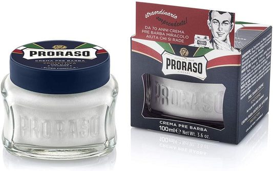 Proraso Pre Shave Conditioning Cream - Aloe Vera & Vitamin E - Protective Formula for Dry, Rough Skin & Beard - Premium Italian Pre Shave Cream - 3.6oz