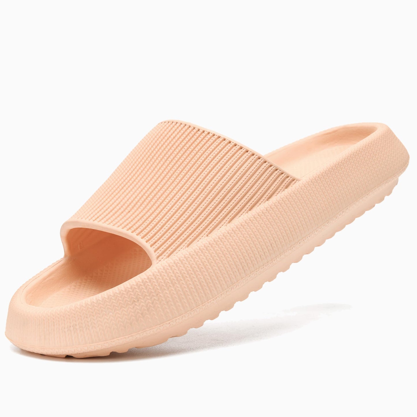 rosyclo Pillow Slipers for and Man, EVA Flat Clouds Massage Shower Bedroom Non Slip Quick Drying Open Toe Super Soft Comfy Thick Sole Puffy Bath sliders Sandalias, Peach