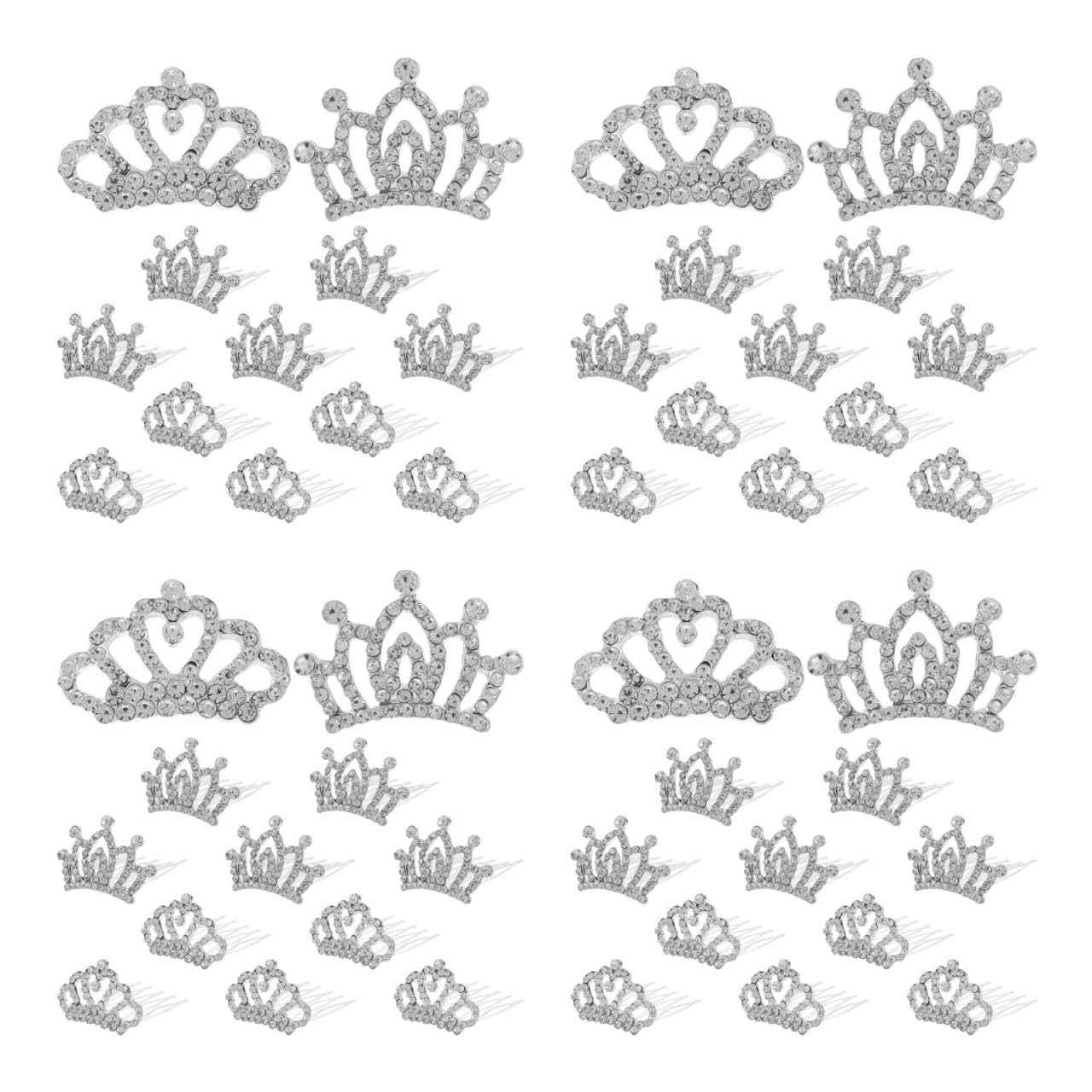 BIUDECO Hair Clips for Rhinestone Hair Accessories, 48 Pcs Girls Barrettes for Girls, Little Girl Tiaras for Women Crown, Fashionable and Cute Comb