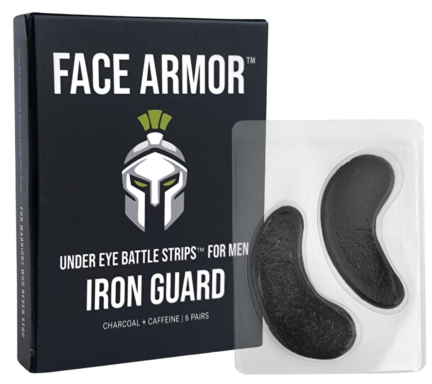 Face Armor Under Eye Patches for Men – Sweat-Resistant Eye Masks with Charcoal & Caffeine | Tighten Skin, Reduce Puffiness & Dark Circles | Gym, Sports & Travel Use (6 Pairs)