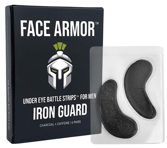 Face Armor Under Eye Patches for Men – Sweat-Resistant Eye Masks with Charcoal & Caffeine | Tighten Skin, Reduce Puffiness & Dark Circles | Gym, Sports & Travel Use (6 Pairs)