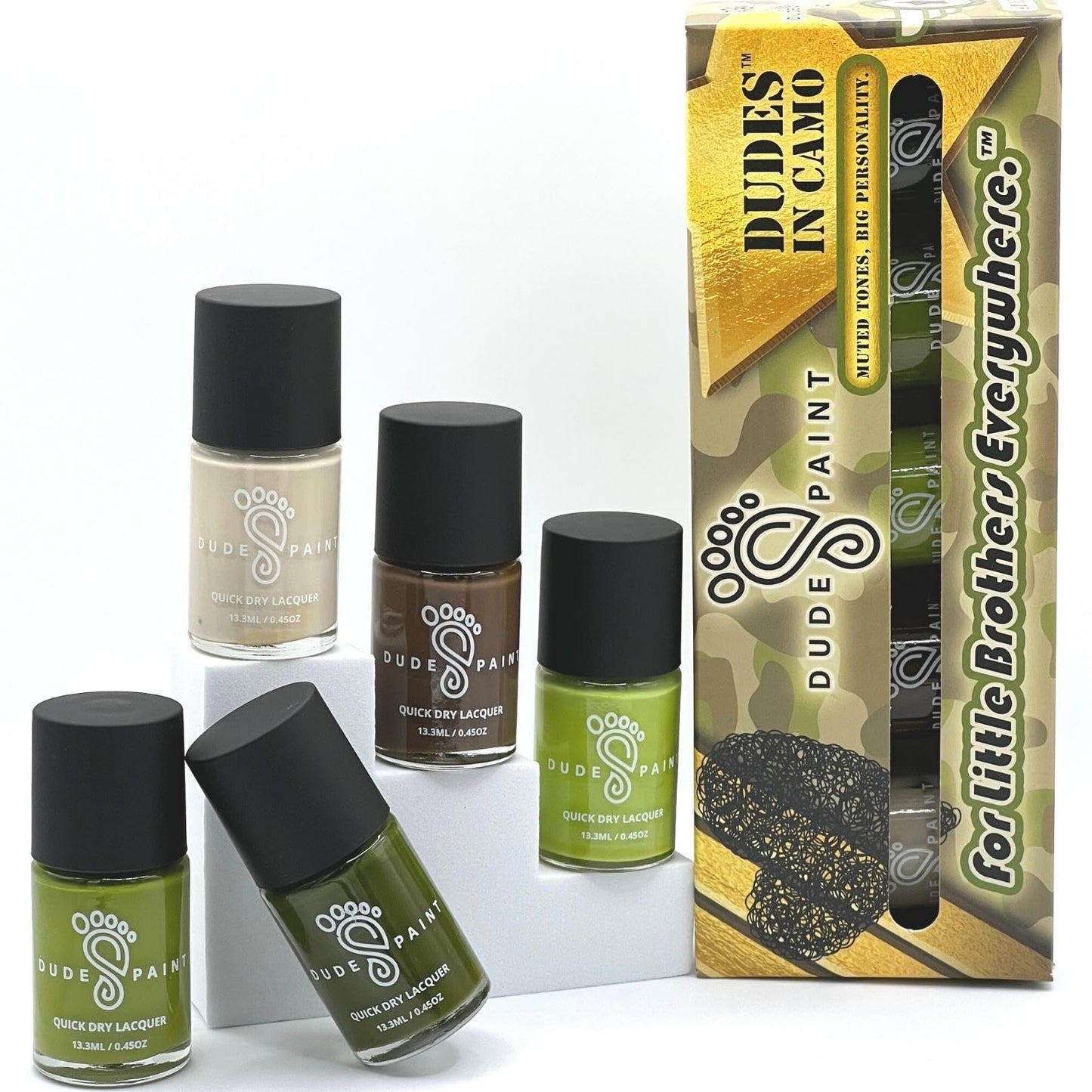 Dude Paint Dudes in Camo (Military/Camouflage) Nail Polish Set for Boys Pack of 5 Colors