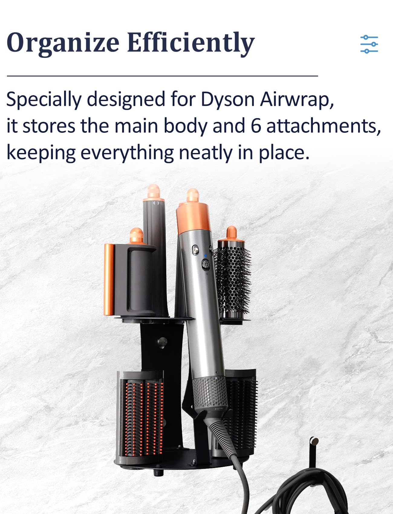 Puregad Curling Iron Storage Holder Attachments Compatible with Dyson Airwrap Organizer Wall Mounted Stand, Hair Wrap Rack on Desktop Accessories for Home/Bathroom