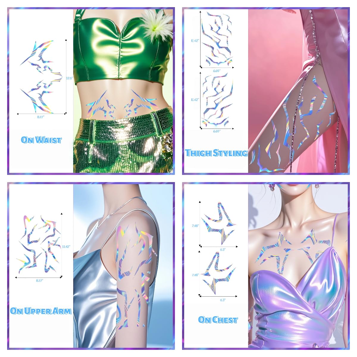 8 Sheets Temporary Tattoo Sticker Set, Hunter Pop Singer Full Body Waterproof Fantasy Body Art Transfer-Colorful