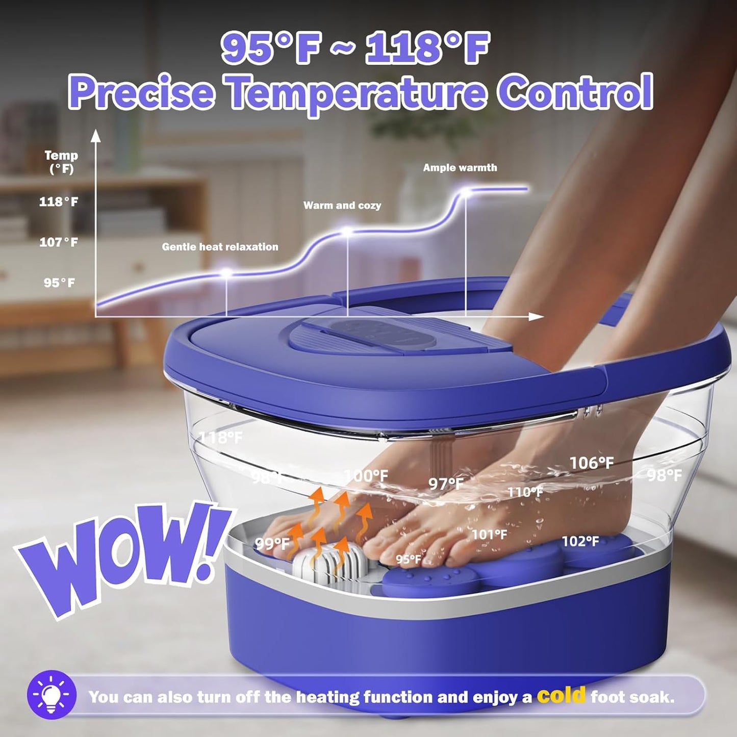 Collapsible Foot Spa - Heated Foot Bath Massager with Remote & Timer | 24 Motorized Shiatsu Massage Balls