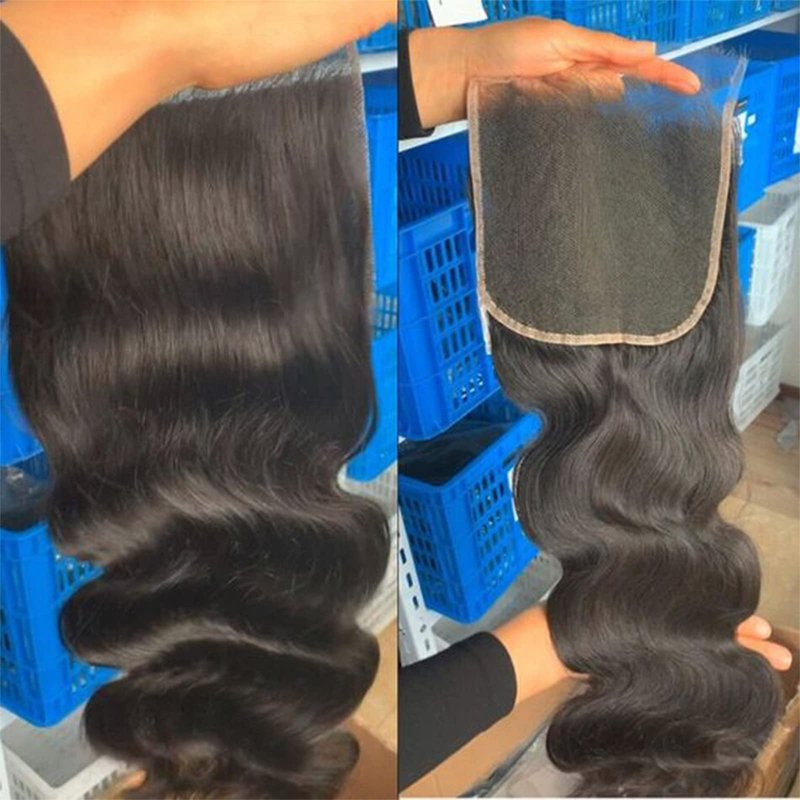 Lemoda 5x5 Closure Body Wave HD Transparent Lace Closure 12A Brazilian Virgin Human Hair Closure Pre Plucked with Baby Hair Natural Black 14 Inch