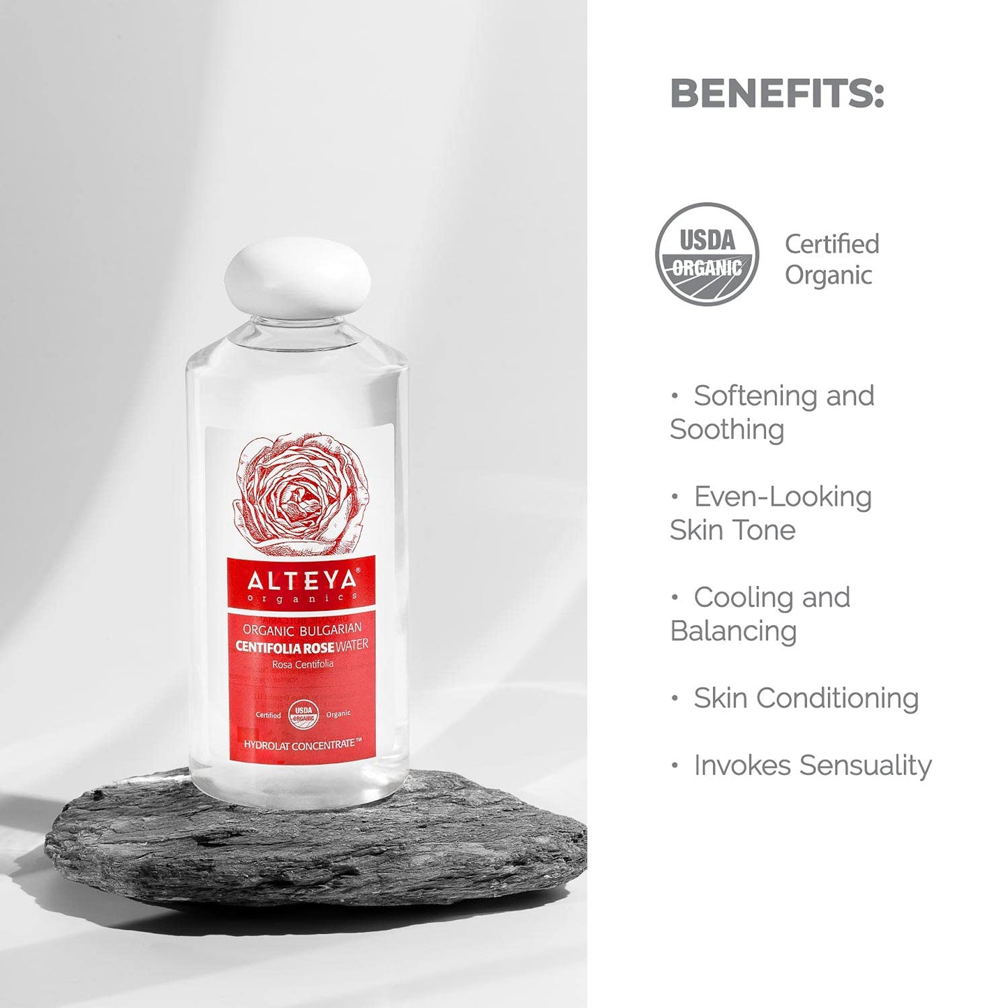 Alteya Organic Centifolia Rose Water 500ml - 100% USDA Certified Organic Big Bottle Authentic Pure Rosa Centifolia Flower Water Steam-Distilled and Sold Directly by the Rose Grower Alteya Organics
