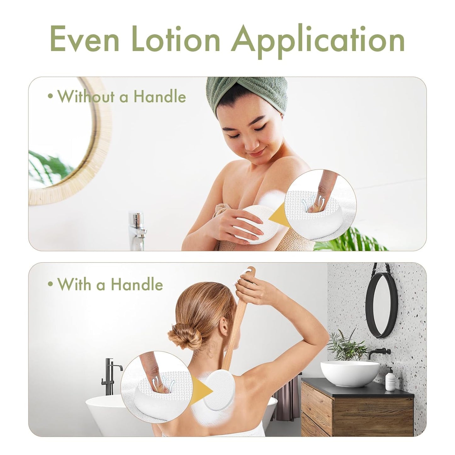 Purple Lotion Applicator for Back - 4 Replaceable Pads & Long Handle | Moisturizer & Sunscreen Application Tool