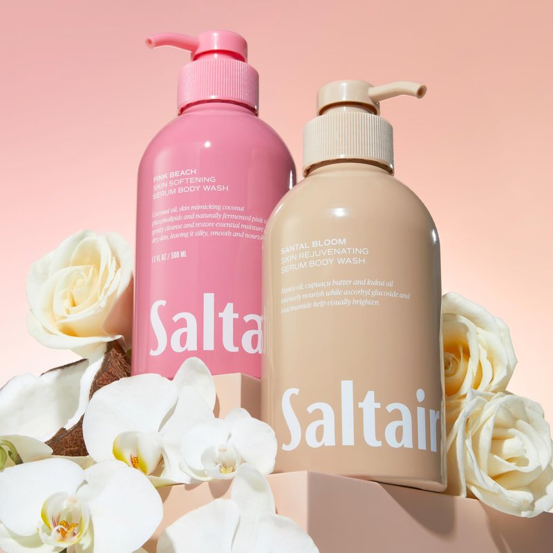 Saltair Body Wash Variety Pack – Santal Vanilla: Santal Bloom & Pink Beach – Moisturizing Body Wash – Scented Shower Gel for Women and Men – 2x 17oz – Paraben & Cruelty-Free