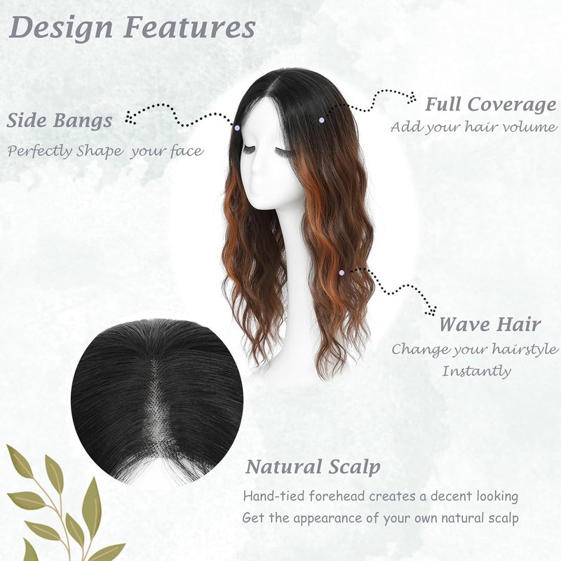 Synthetic Hair Toppers for Women - Curly Clip-In Bangs | 20-Inch Volume Solution for Thinning Hair