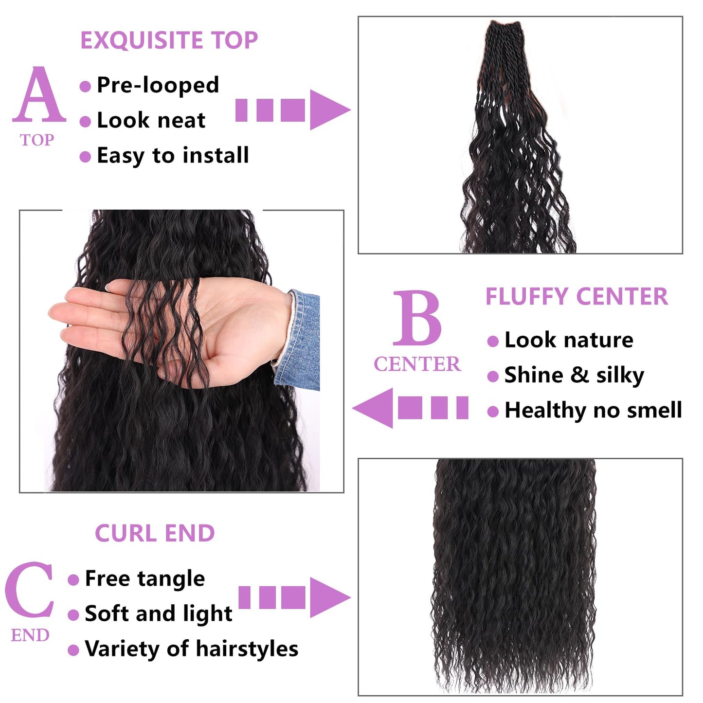 ZRQ Pre looped Micro Brazilian Braids Curly Crochet Hair 18 inch Water Wave Crochet Hair Afro Kinky Curly Crochet Hair Extensions Deep Wave Synthetic Crochet Hair For Women