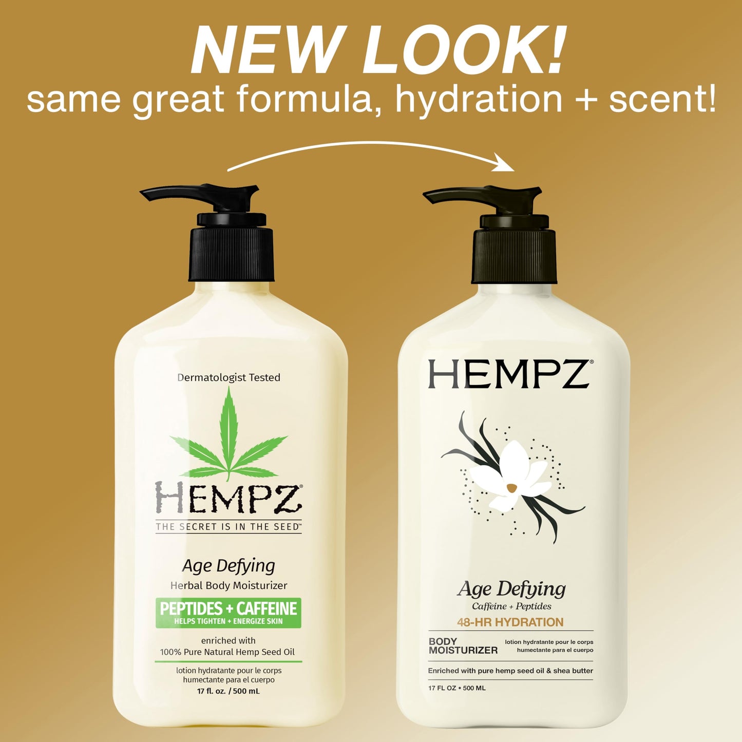 Hempz Age Defying Body Moisturizer, 17 Fl Oz, 2 Pack Bundle - Daily Herbal Moisturizer, Shea Butter Anti-Aging - Body Lotion, Hemp Extract Lotion - Skin Care Products, 100% Pure Organic Hemp Seed Oil
