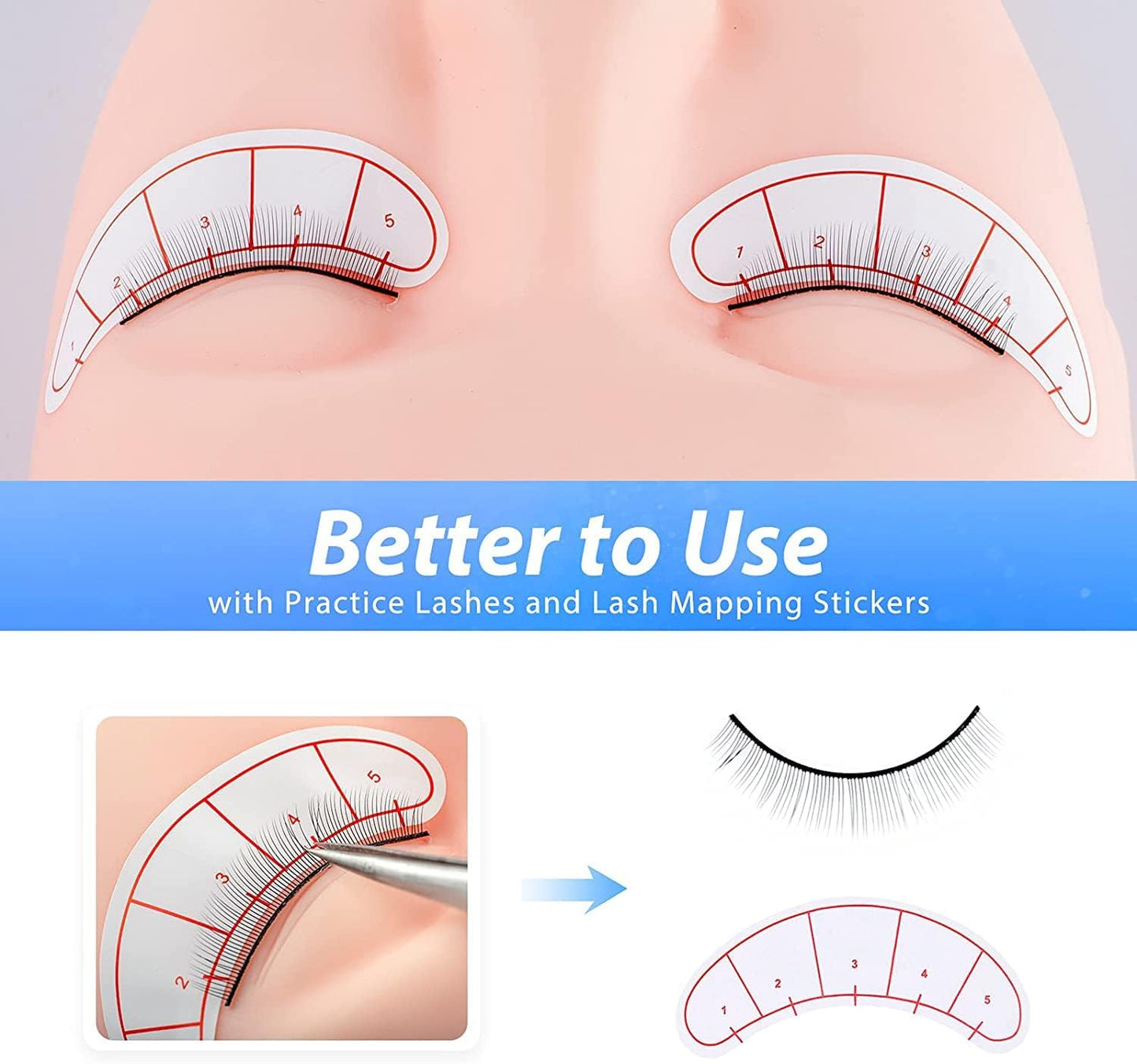 Eyelash Extension Practice Kit - Complete Training Set for Beginners | Mannequin Head, Lash Fan, Shampoo, Adhesive & Mirror (Purple)