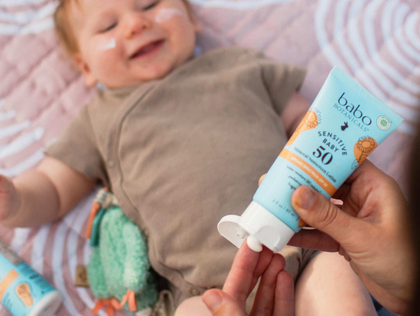 Babo Botanicals Sensitive Baby Mineral Sunscreen Lotion SPF50 Natural Zinc Oxide Face & Body Fragrance-Free WaterResistant - EWG Verified Vegan Extra Sensitive Skin For Babies & Kids (Pack of 2)