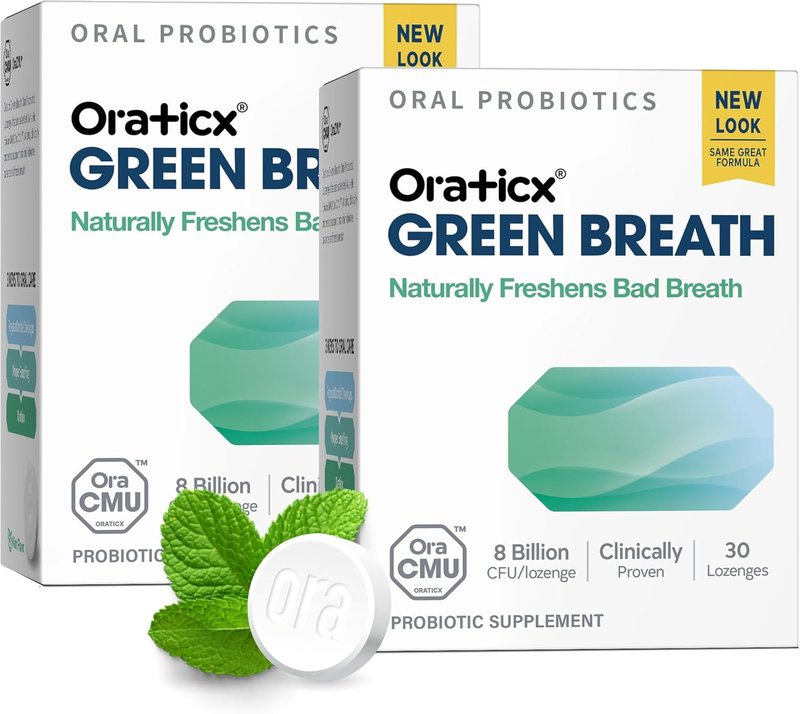 OraTicx Oral Probiotics - Fresh Mint Dental Supplement for Bad Breath | 8 Billion CFU, 30 Lozenges (2-Pack)
