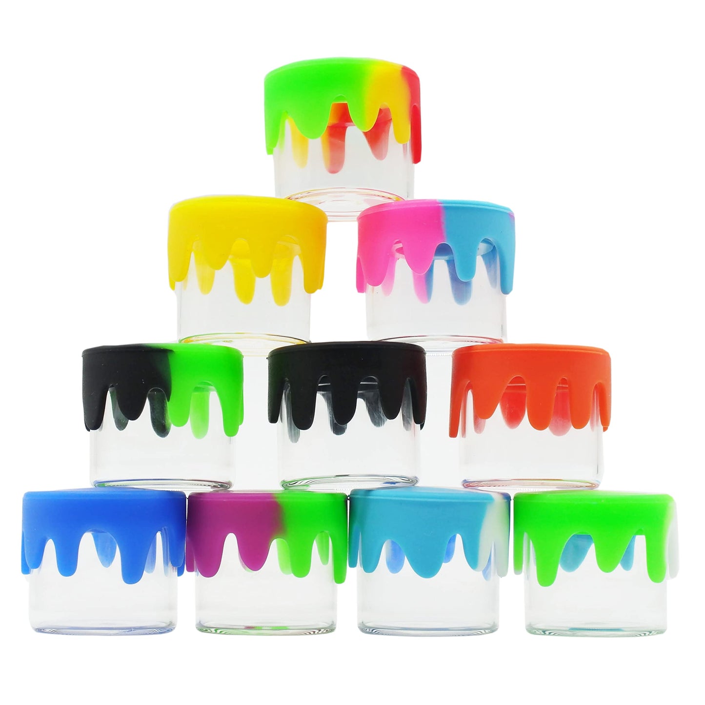 KUVIS 6ml Silicone Glass Wax Containers Airtight with Silicone Lid Concentrate Jar Multi Use (100)