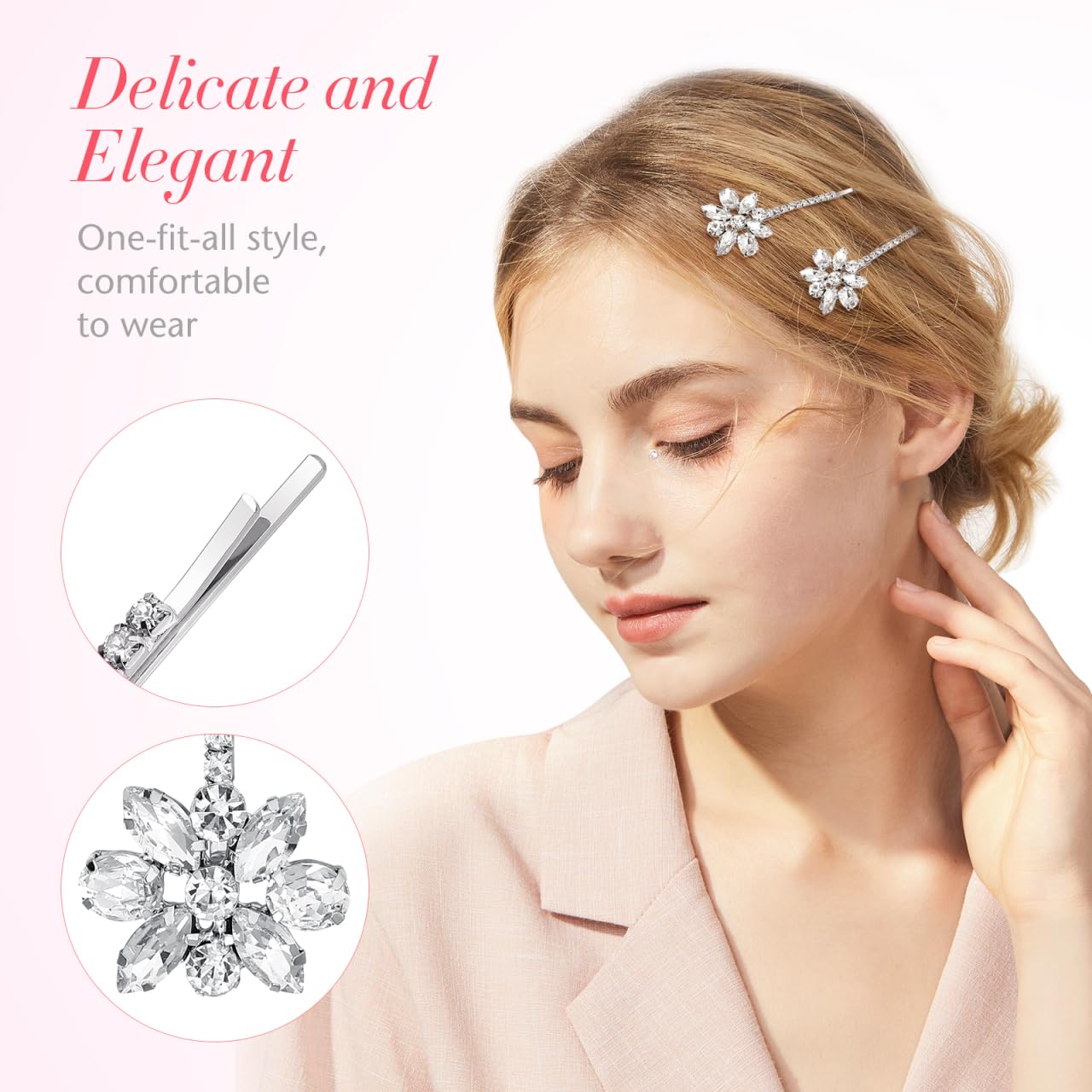 Lurrose Rhinestone Bobby Pins: Decorative Bobby Pins for Women's Hair - Bridal Hair Clip for Women Girls