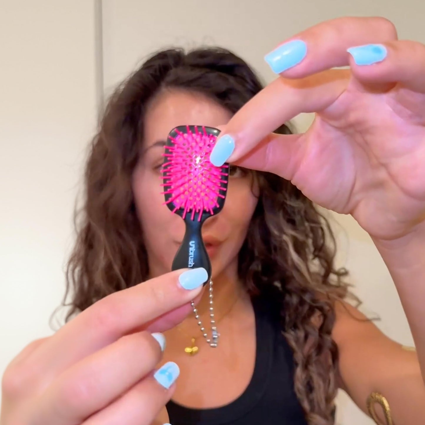 FHI Heat UNbrush Keychain Super Mini Hair Brush — Collectible Miniature Charm for Bags and Keys — Accessory for Beauty Lovers - (Cherry Blossom)