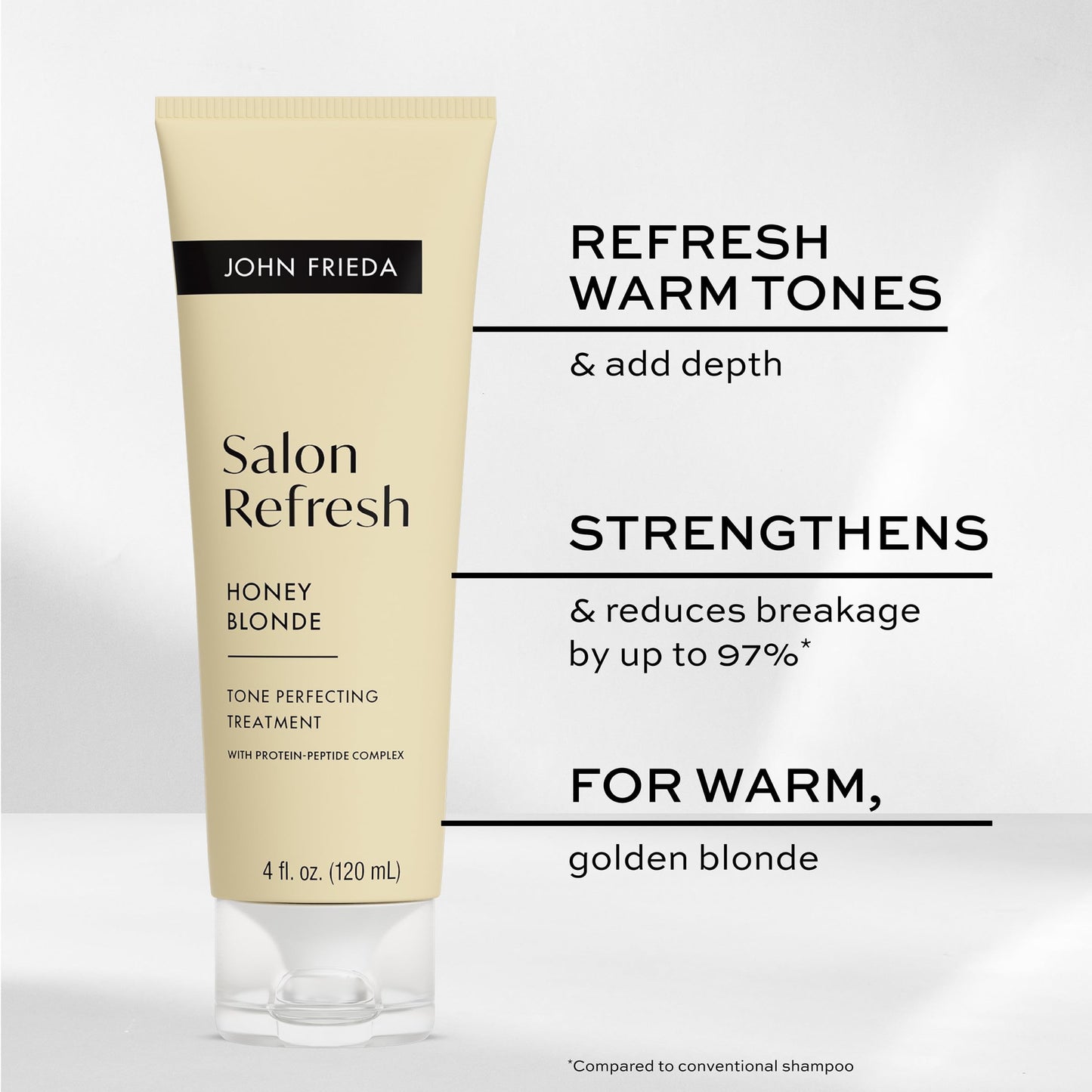 John Frieda Salon Blonde Honey Tone Perfecting Treatment with Protein-Peptide Complex, Hair Toner, Toner for Blonde Hair 4 fl oz