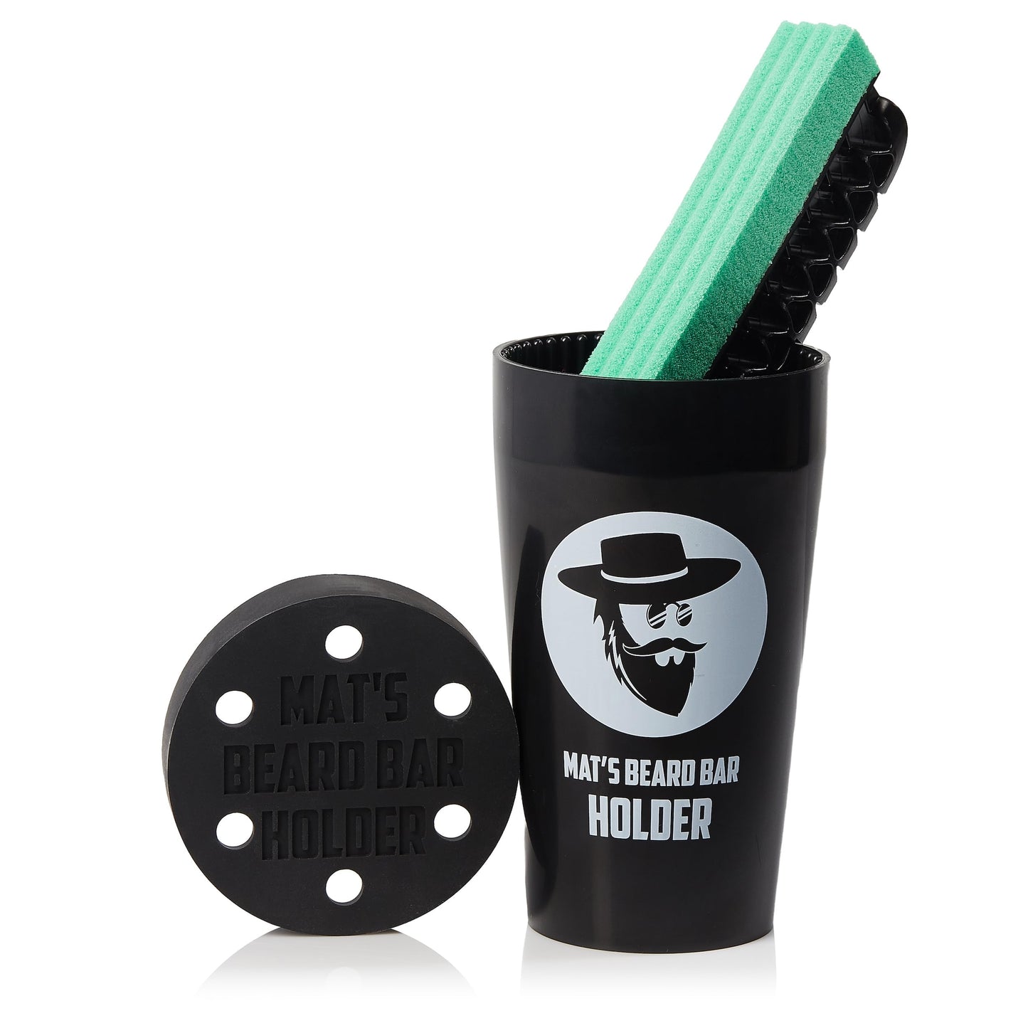 Mat's Beard Bar® - Pro (V2.0) & Holder - FLEXIBLE - Clean Up Beard Trimmings from Sinks and Countertops After Shaving - Best Gifts For Men
