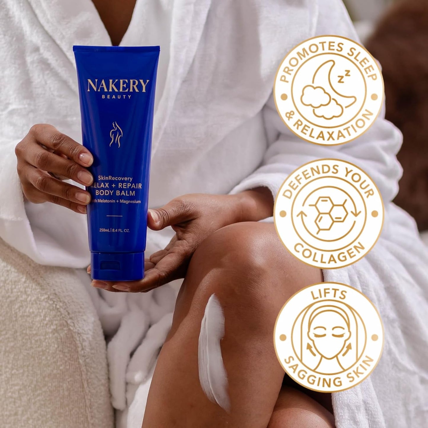 **SkinRecovery Body Balm - Magnesium Melatonin Sleep Lotion with Retinol & SepiLift | Firming Cream for Crepey Skin, 250mL**