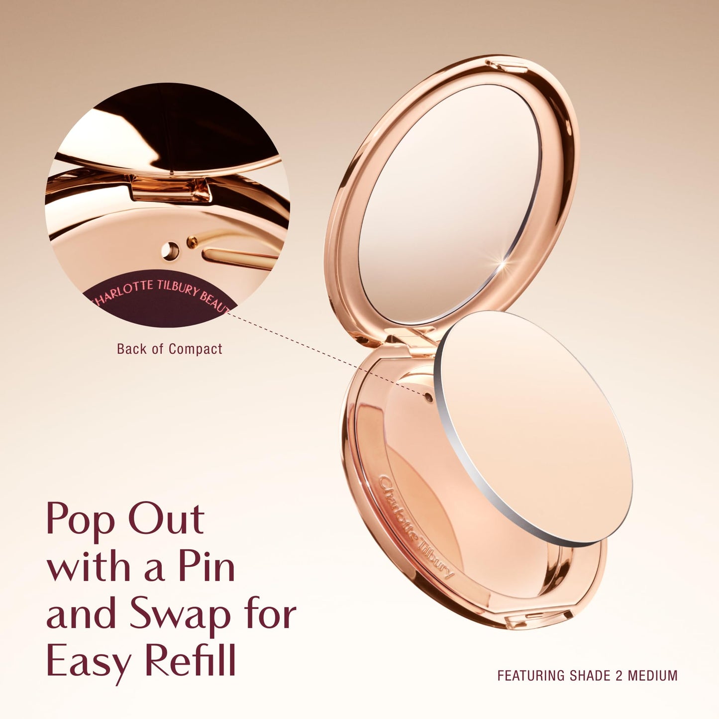 Charlotte Tilbury Airbrush Flawless Finish Setting Powder Refill - Pore-Blurring Pressed Powder for Face Makeup to Minimize Shine with a Soft-Focus Finish - 4 Deep