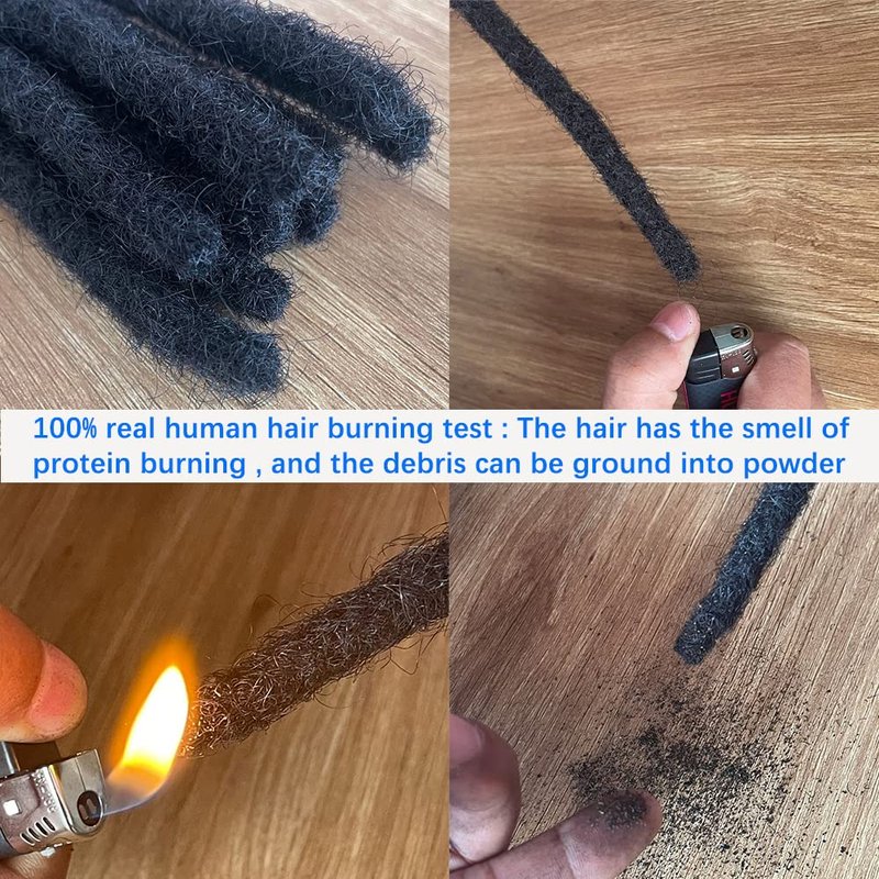 Loc Extension Human Hair 0.2cm Thickness 6 Inch 30 Strands Natural Black Full Handmade Permanent Locs Can Be Dyed and Bleached for Women Men Kids Dreadlock Extensions Real Human Hair