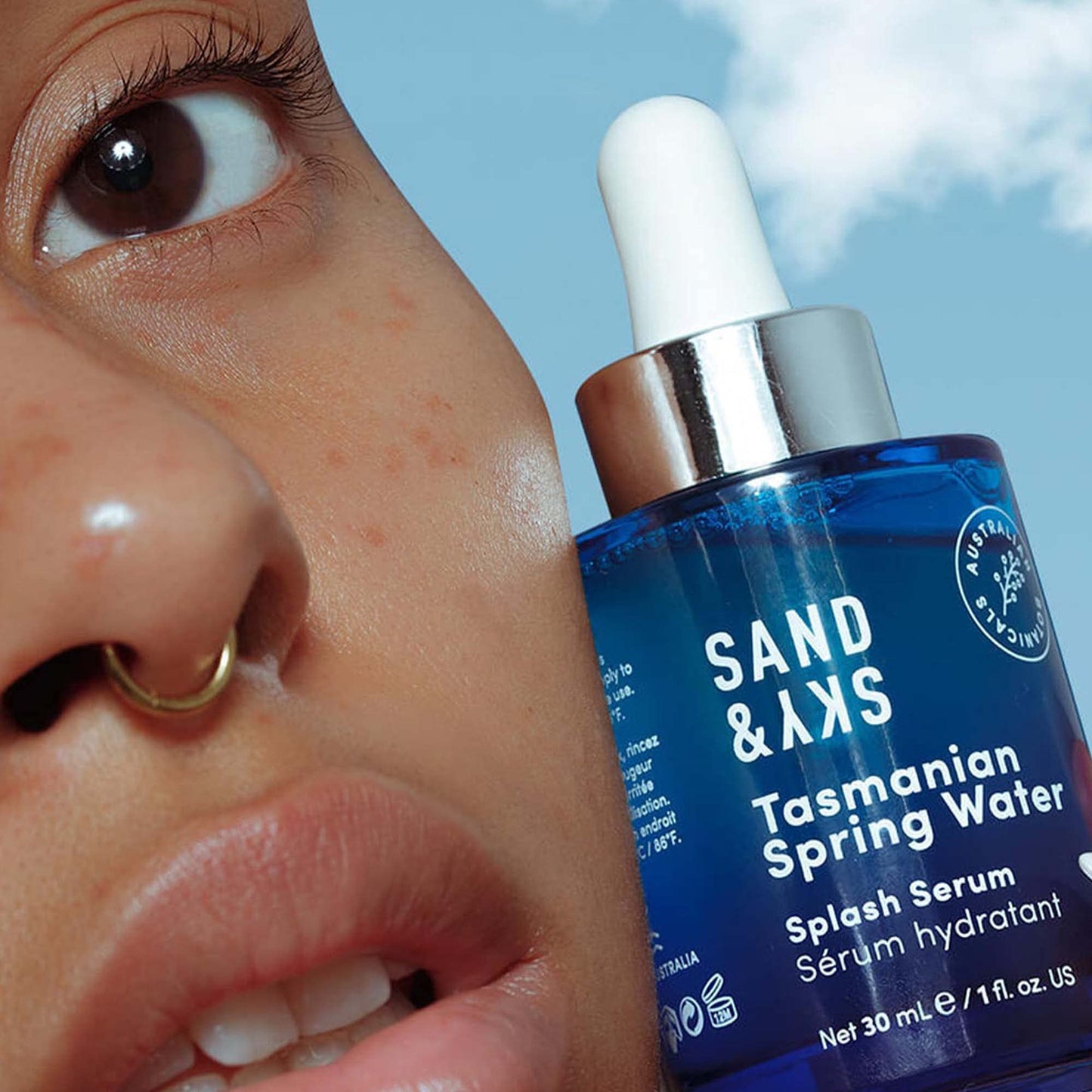 Sand & Sky Hyaluronic Acid Serum for Face - Hydrating Serum with Probiotics & Fermented Sea Kelp, Fine Line Reducing Face Serum, Plumps Skin & Smooths Wrinkles, 1 fl oz