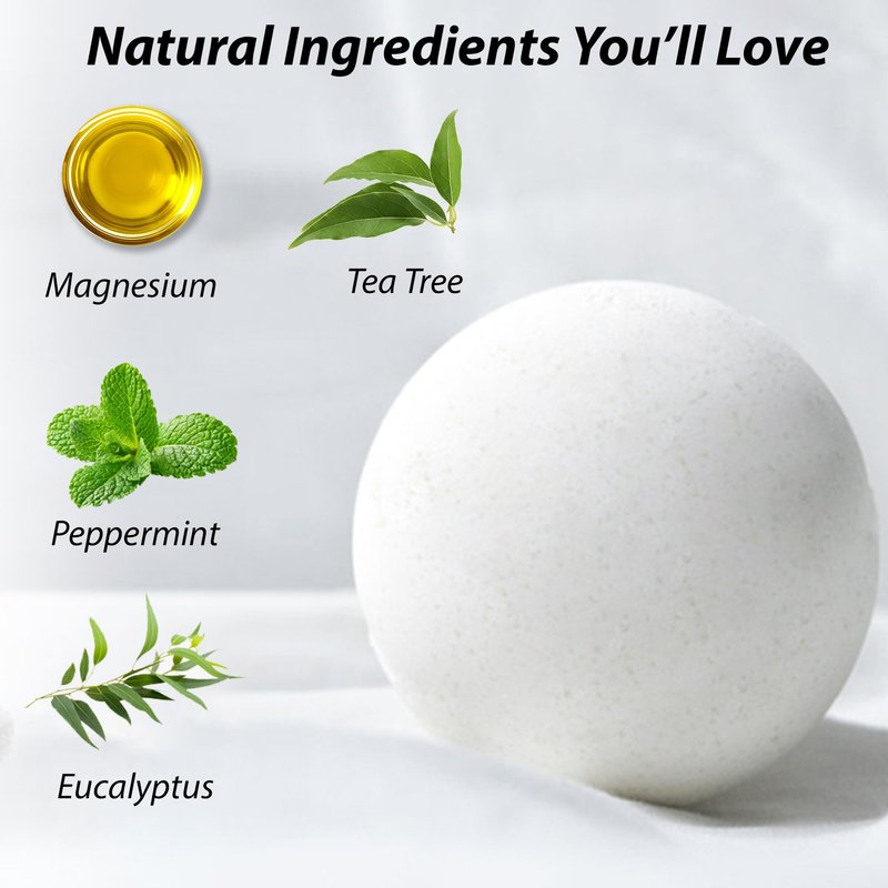 Magnesium Bubble Bath Bombs Long Lasting Foaming Sore Muscles Recovery Tea Tree Relaxing Stress Relief Calming Self Care Spa Gift for Birthday Christmas