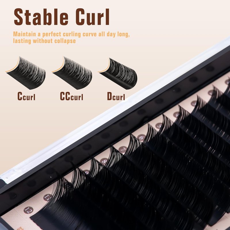 Classic Volume Lash Extensions - 0.03 CC Curl Mixed 8-15mm Trays | Super Matte Black Individual Lashes for Salons