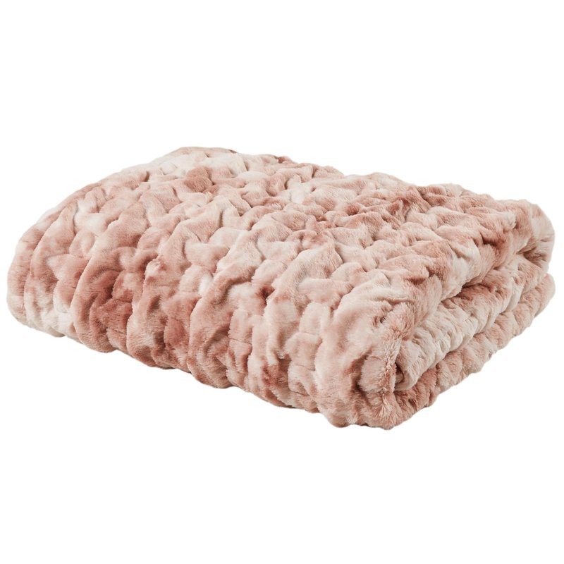 Madison Park Faux Fur Throw, Luxurious Ruched Texture, Fuzzy Warm, Plush Mink-Like Reverse, All Season, Lightweight & Cozy Blanket-Throw for Sofa, Couch, Living Room & Office 50" x 60" Pink Tie Dye