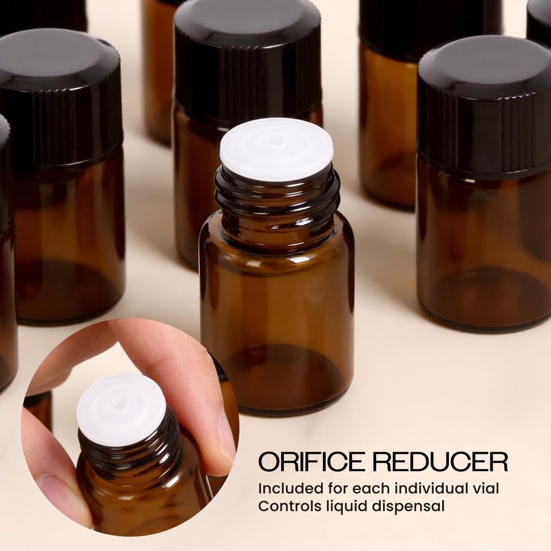 Beauticom 2ML Amber Glass Vial 144 Pieces with Orifice Reducer