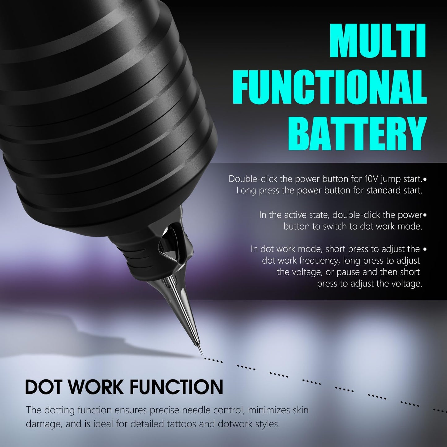 Tattoo Gun Kit Complete Wireless Tattoo Machine Kit, Kiss of Dragon V1 Rotary Adjustable Stroke Tattoo Pen with 1600 mAh Cordless Battery Tattoo Cartridge Needles Set for Beginners