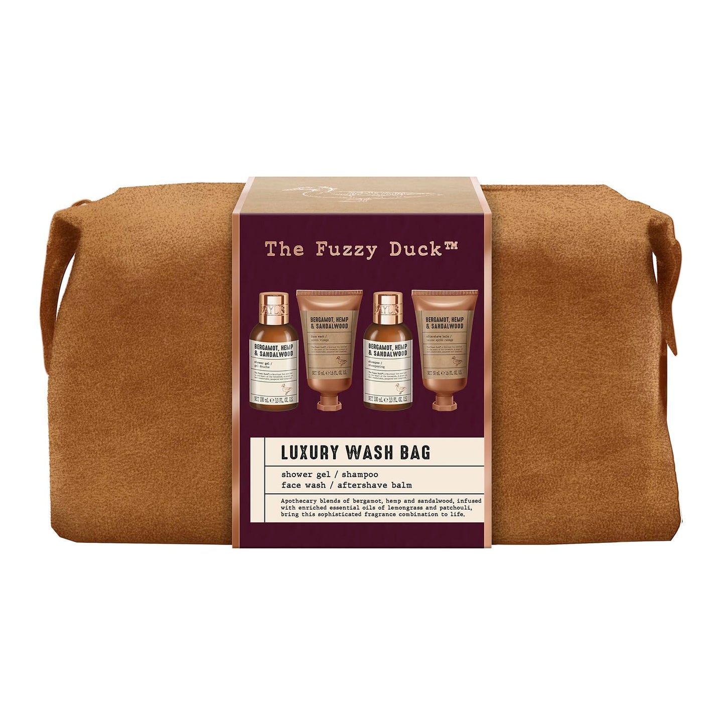 Baylis & Harding The Fuzzy Duck Bergamot, Hemp & Sandalwood Men's Luxury Toiletry Bag Gift Set For Men - Vegan Friendly