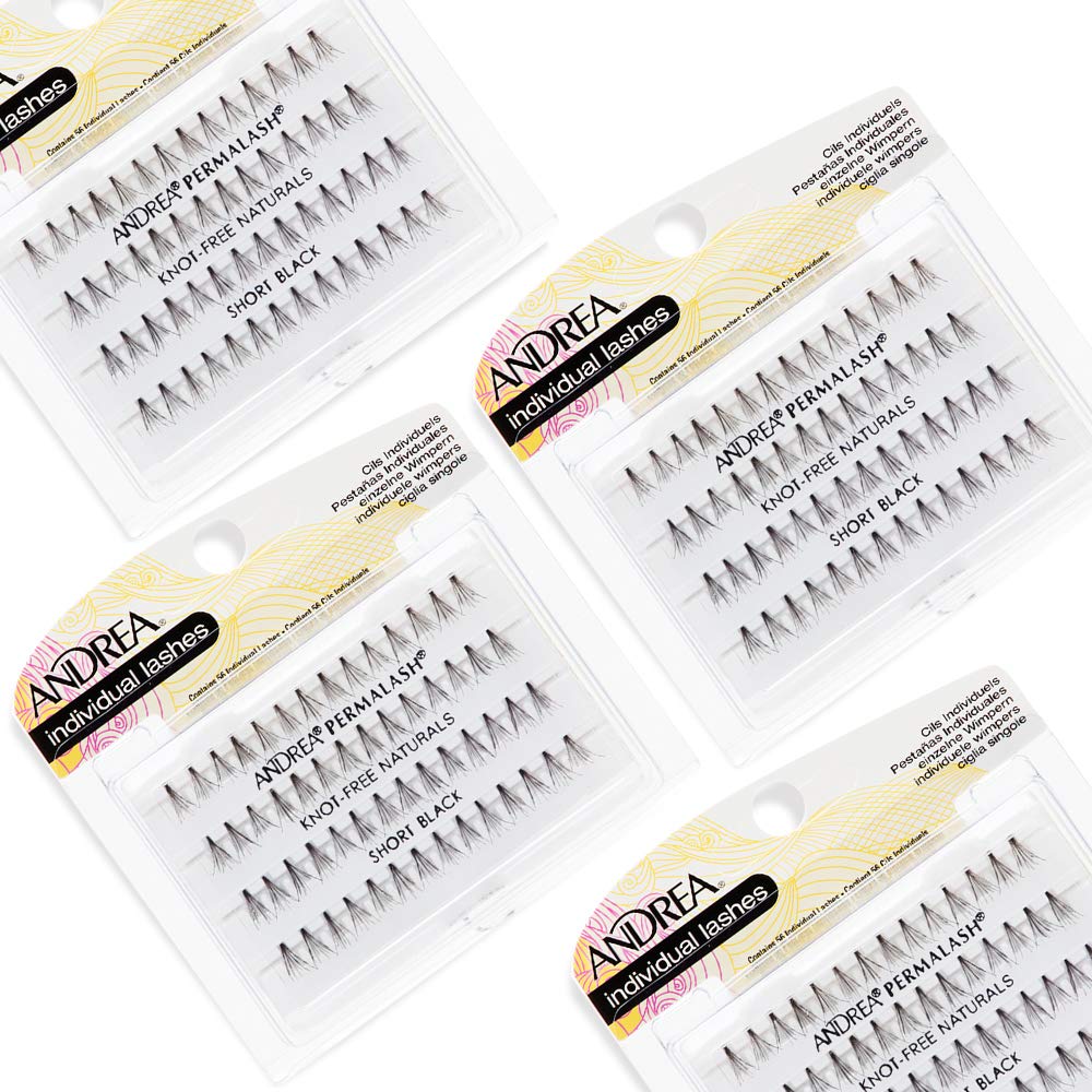 Andrea Knot-Free Naturals Individual Lashes - Short, Black, Natural Look DIY Lash Clusters, Reusable Eyelash Extensions, 2 Pack