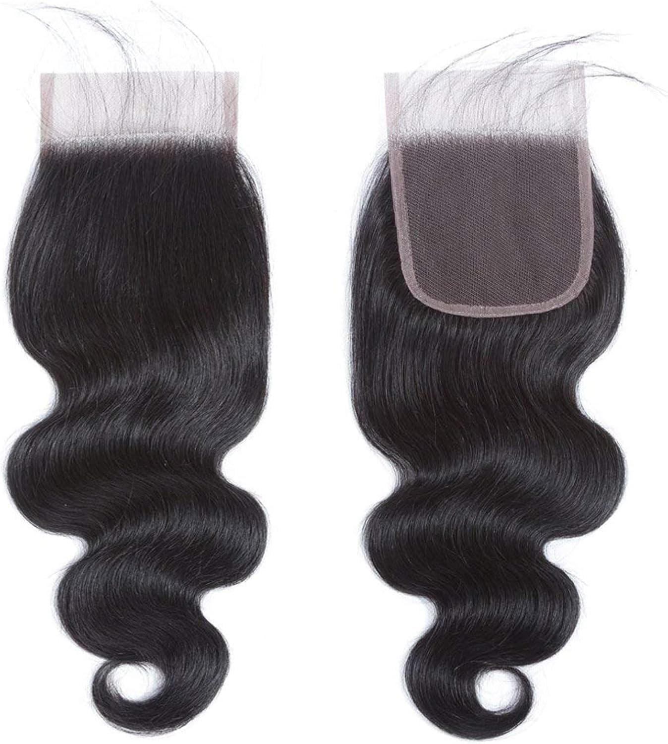 4x4 Lace Closure Human Hair Body Wave HD Lace Closure 20 Inch Free Part 100% Brazilian Virgin Human Hair Extensions 150% Density Pre Plucked Natural Black Color