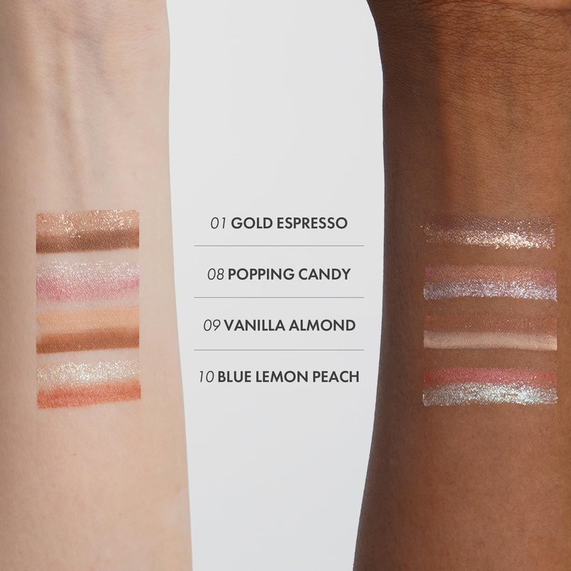 ELROEL Blanc Double Shadow Stick - 48HR Long Lasting Dual-Tone Eye Shadow Pencil - Combines Glitter w/Soft Matte or Shimmer - Waterproof & Smudge-Proof Eyeshadow Makeup 0.05 oz (#01 Gold-Espresso)