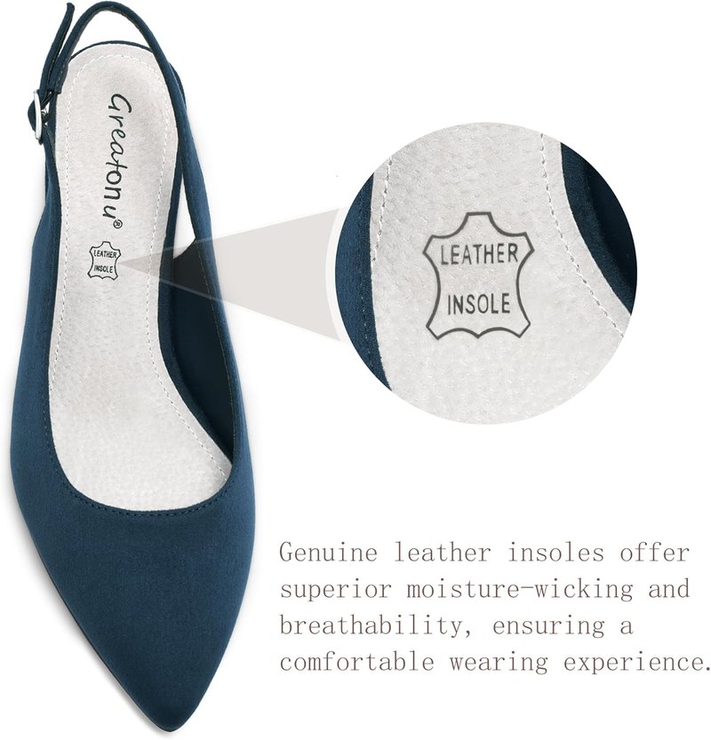 Women's Pointed Toe Slingback Dress Pumps - Greatonu Kitten Heels