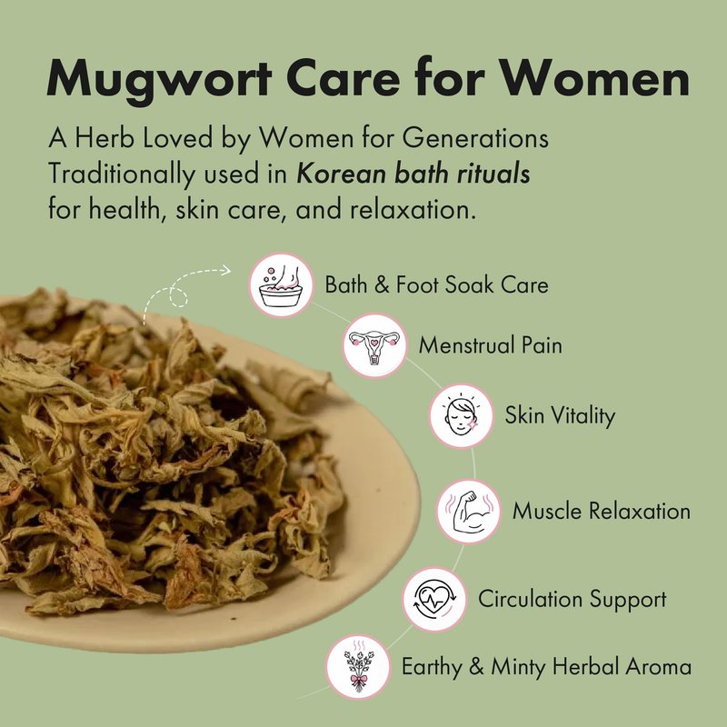 MOKUTANG Mugwort Epsom & Himalayan Pink Salt Bath Soak (12.3 oz) - No Tea Bag Needed - Relaxing Foot & Body Soak for Dry Feet Care