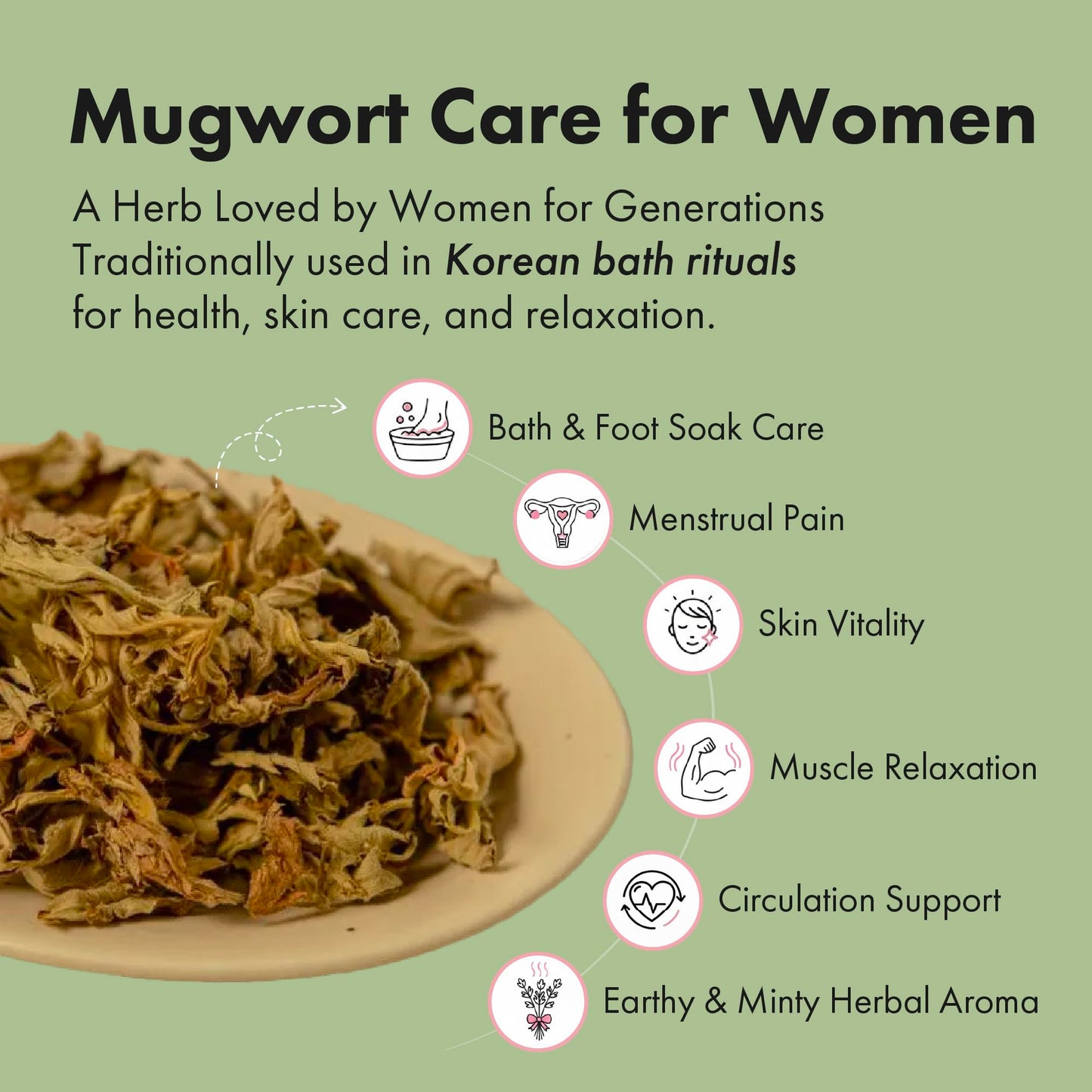 MOKUTANG Mugwort Epsom & Himalayan Pink Salt Bath Soak (12.3 oz) - No Tea Bag Needed - Relaxing Foot & Body Soak for Dry Feet Care