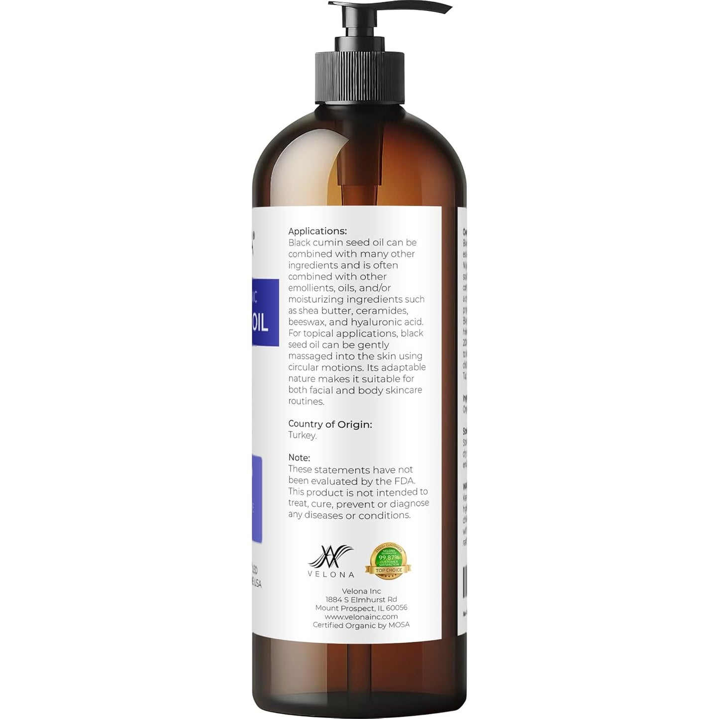 Black Cumin Seed Oil - USDA Organic 16 Fl Oz | 100% Pure Cold Pressed Carrier Oil for Hair, Skin & Body Care