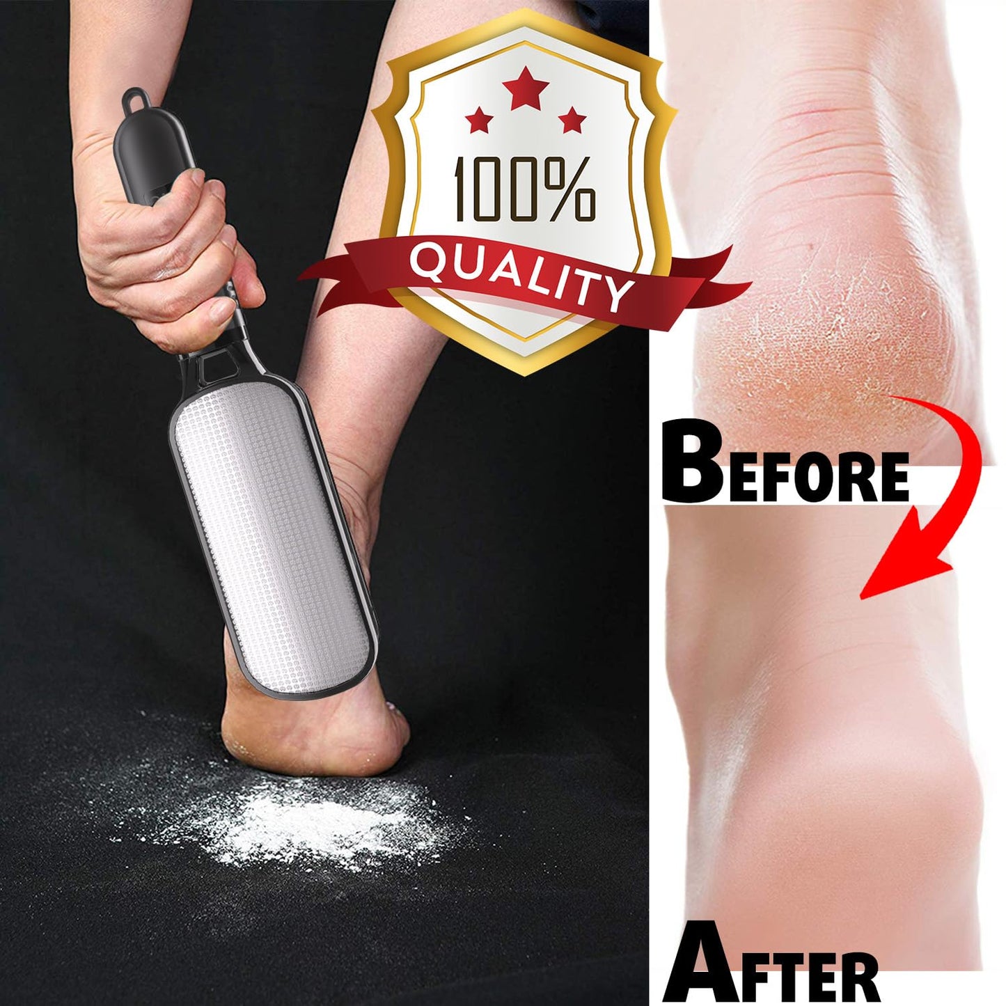 Antonki Foot File for Dead Skin, Double Sided Callus Remover for Feet, Metal Foot Scrubber for Cracked Heel, Professional Foot Scraper Rasp Pedicure Tool to Remove Hard Skin - 2 in 1 Foot File