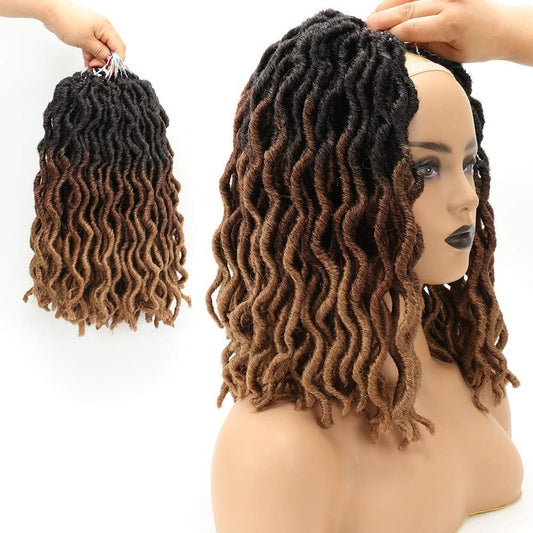 Eliza Wavy Gypsy LocsOmbre Crochet Hair 14" 8Packs/Lot Goddess Locs Synthetic Faux Locs African Roots Dreadlocs Synthetic Braiding Hair Extensions for Black Women(14",8Packs,OM3T3027)