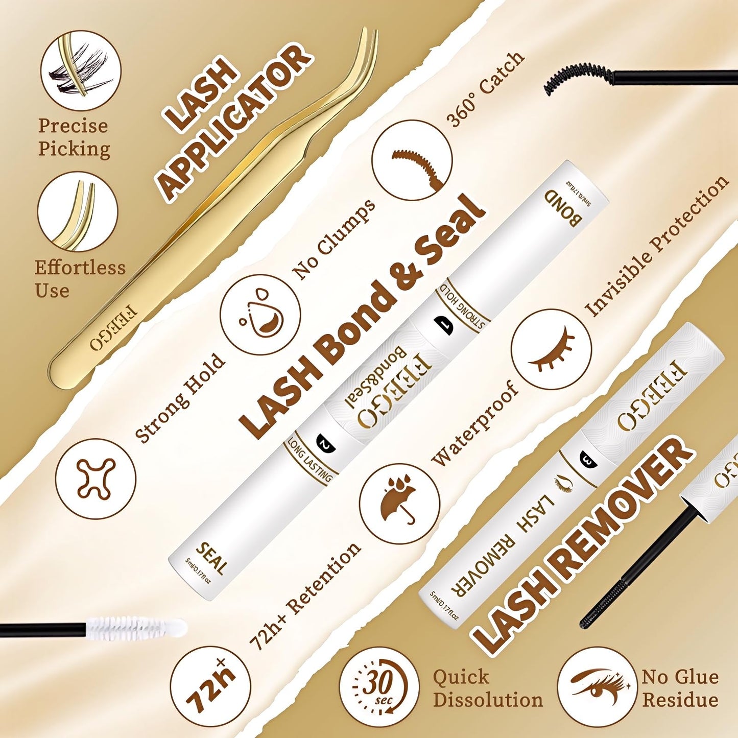 FEEGO Natural Lash Extension Kit 168Pcs Lash Clusters Kit Wispy Eyelash Extensions Individual Lashes Extensions with Bond and Seal Lash Glue and Eyelash Extension Tweezers DIY (MAGIC GIRL KIT - B)
