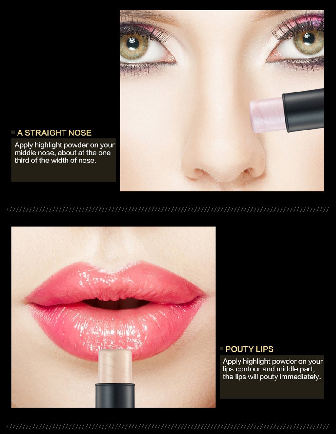 FantasyDay Illuminator Face Highlighter Makeup Sticks Pearl Shimmer Whitening Cream Shimmer Contouring Stick Foundation Stick Face Eye Nose Concealer Pen #2